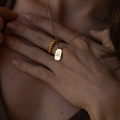 Grit Grace Gratitude - note to self mantra personal message dainty pendant necklace - Mantra by MantraBand