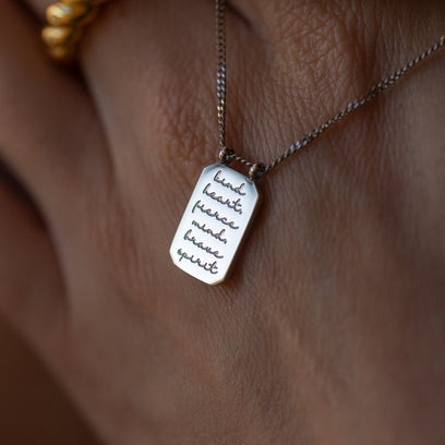 Kind Heart Fierce Mind Brave Spirit - note to self mantra personal message dainty pendant necklace - Mantra by MantraBand