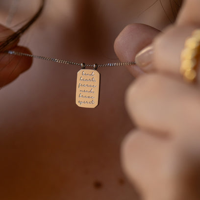 Kind Heart Fierce Mind Brave Spirit - note to self mantra personal message dainty pendant necklace - Mantra by MantraBand