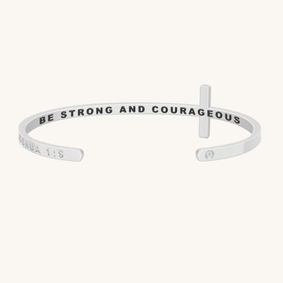 Cross Bracelet - Bible Verse Joshua 1:9 - Be Strong And Courageous - Mantra by MantraBand