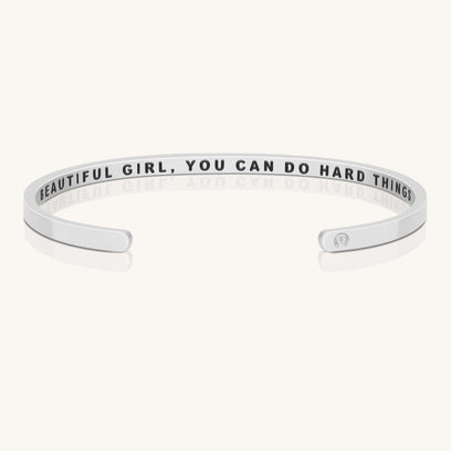 Beautiful Girl You Can Do Hard Things - Within Hidden Message Inspirational Mantra Bracelet - MantraBand