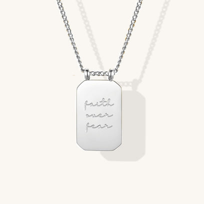 Faith Over Fear - note to self mantra personal message dainty pendant necklace - Mantra by MantraBand