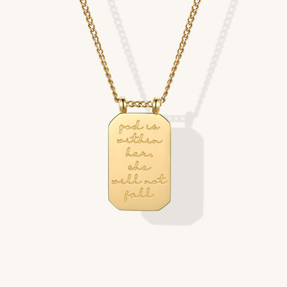 God Is Within Her She Will Not Fall - note to self mantra personal message dainty pendant necklace - Mantra by MantraBand