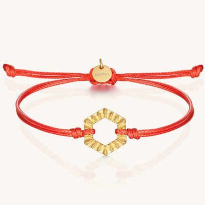 Hexagon - I Am Strong And Powerful - charm string thread bracelet
