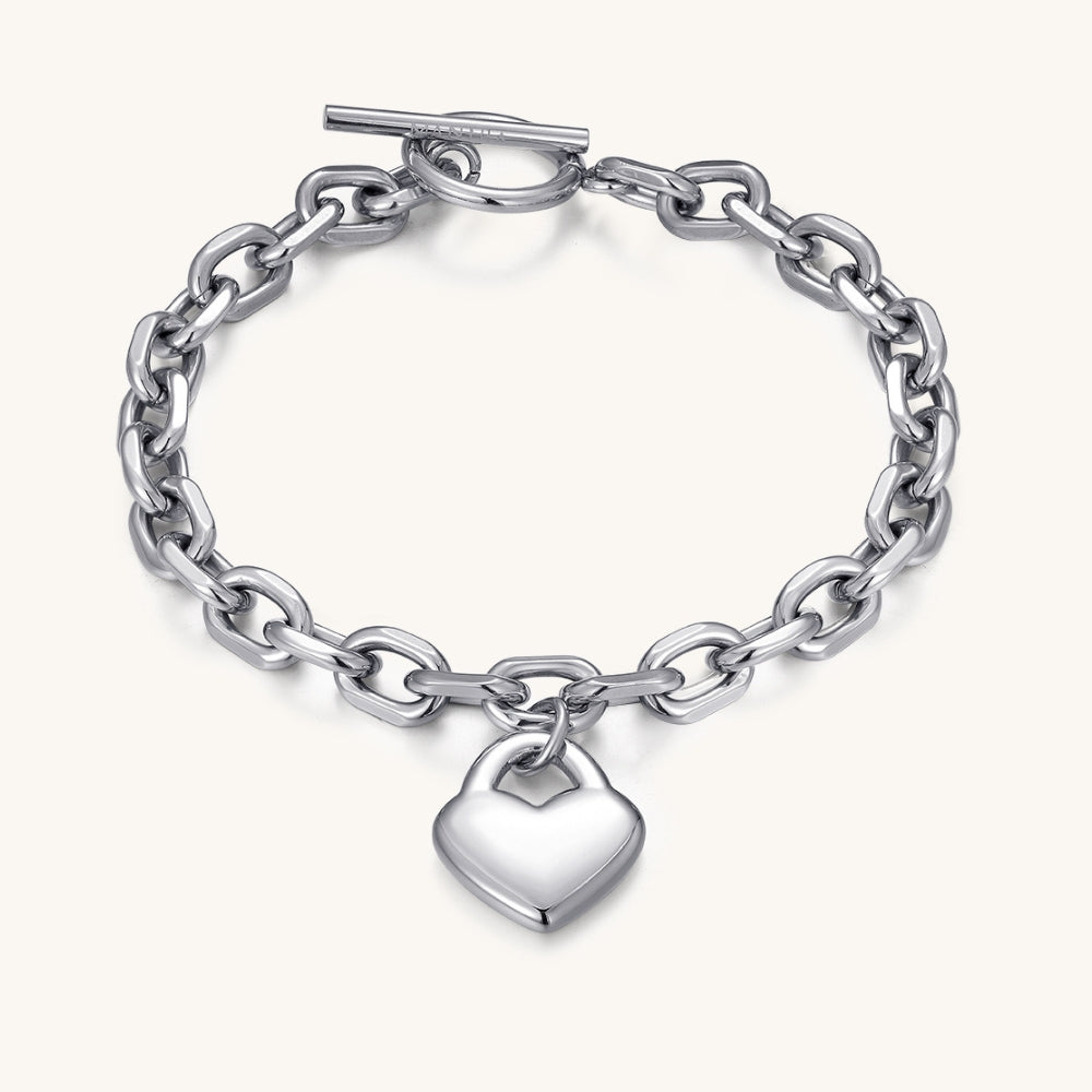 Love Yourself Heart Charm Chain Bracelet – Self-Love Jewelry by