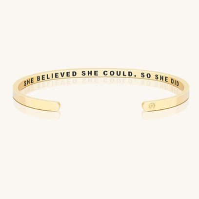 She Believed She Could So She Did - Within Hidden Message Inspirational Mantra Bracelet - MantraBand