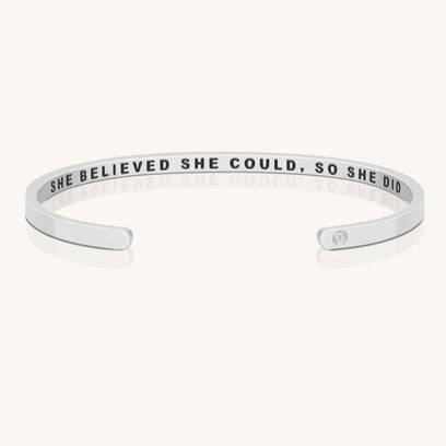 She Believed She Could So She Did - Within Hidden Message Inspirational Mantra Bracelet - MantraBand