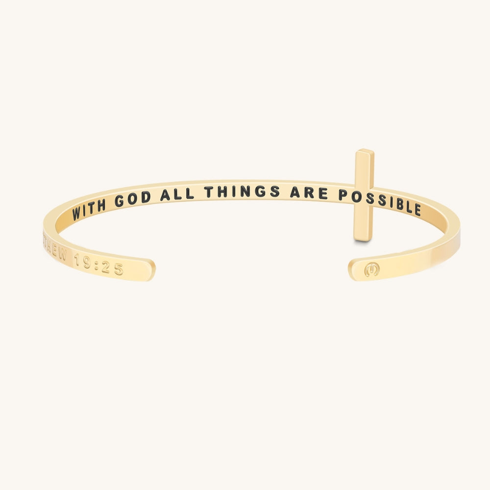 Cross Bracelet - Matthew 19:26 - With God All Things Are Possible