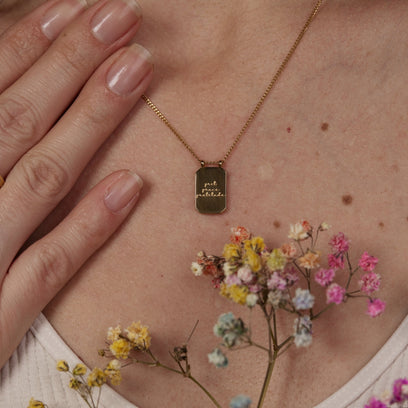 Grit Grace Gratitude - note to self mantra personal message dainty pendant necklace - Mantra by MantraBand