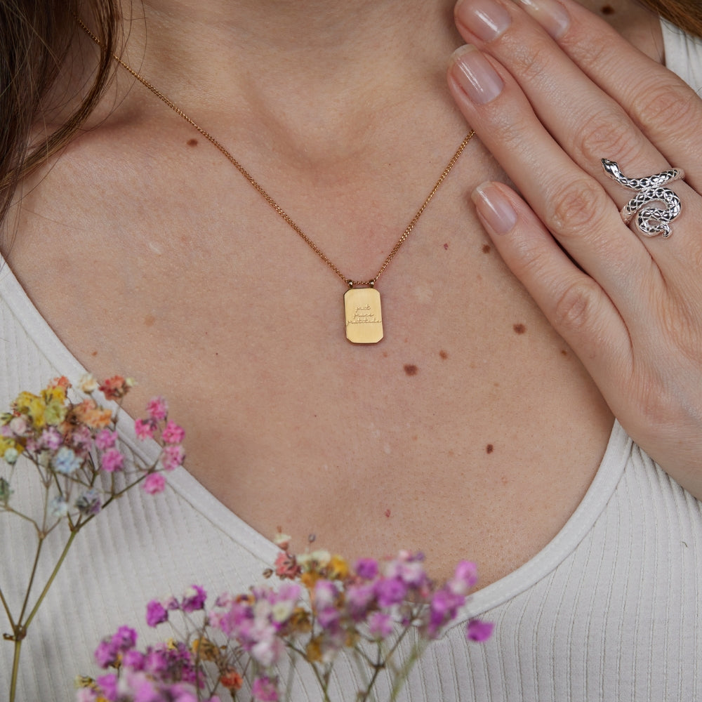 Grit Grace Gratitude - note to self mantra personal message dainty pendant necklace - Mantra by MantraBand