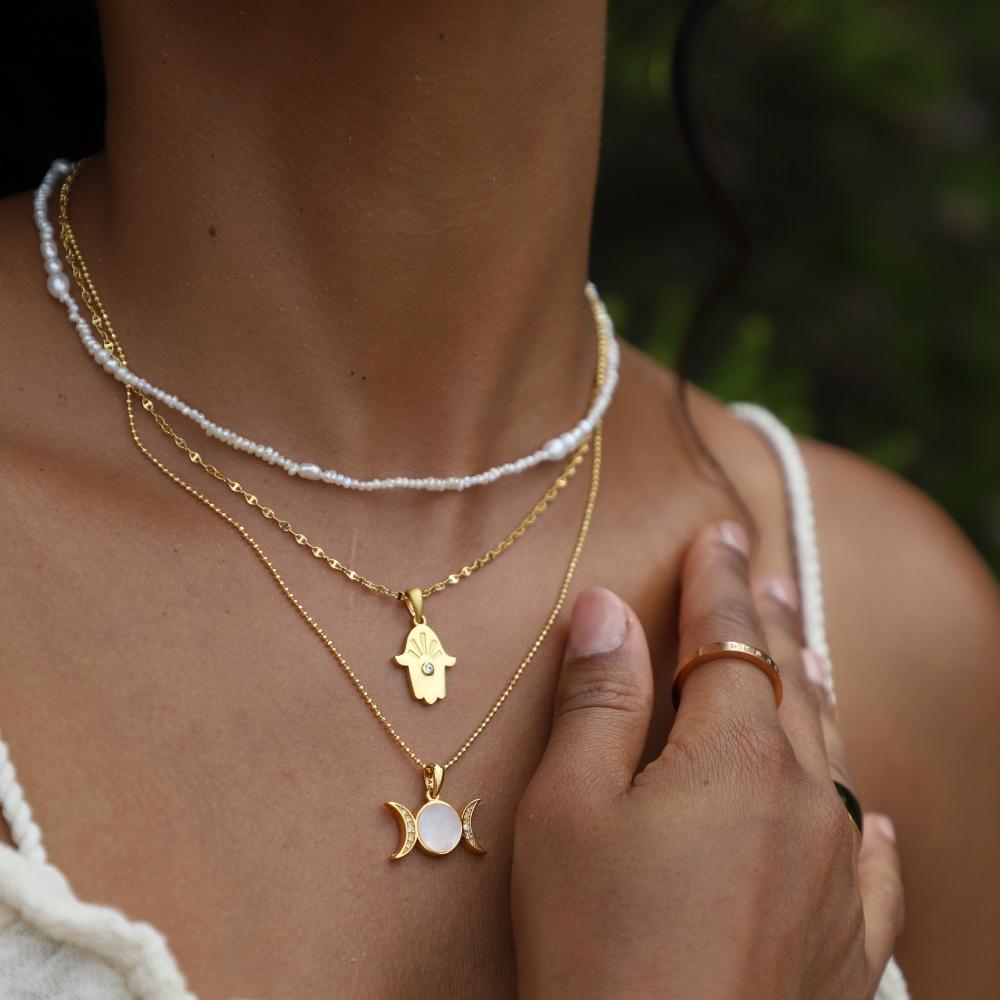 Goddess Triple Moon  Necklace - I Am Divine - Mantra Brand Talisman Jewelry
