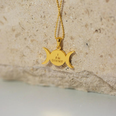 Goddess Triple Moon  Necklace - I Am Divine - Mantra Brand Talisman Jewelry