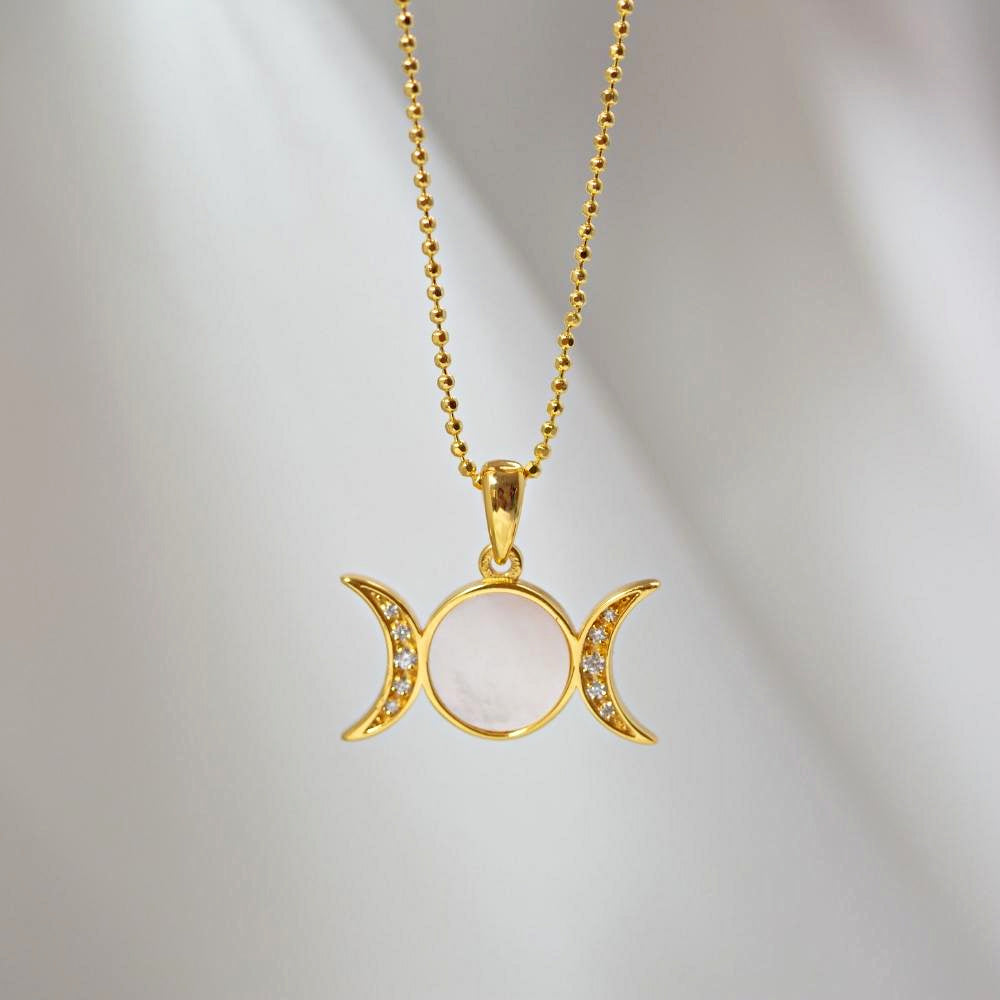 Goddess Triple Moon  Necklace - I Am Divine - Mantra Brand Talisman Jewelry
