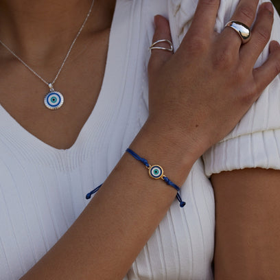 Evil Eye - Supported And Protected - charm string thread bracelet