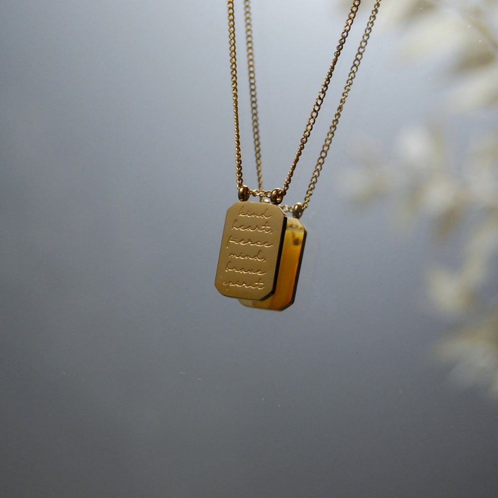 Kind Heart Fierce Mind Brave Spirit - note to self mantra personal message dainty pendant necklace - Mantra by MantraBand