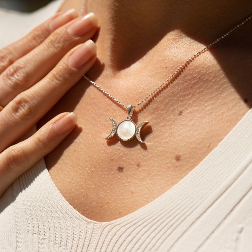 Goddess Triple Moon  Necklace - I Am Divine - Mantra Brand Talisman Jewelry