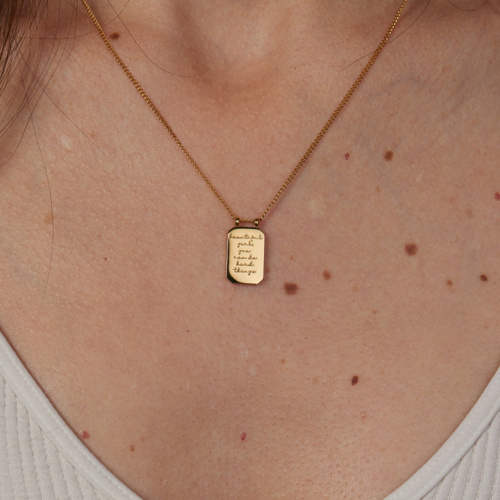 Beautiful Girl You Can Do Hard Things - note to self mantra personal message dainty pendant necklace - Mantra by MantraBand