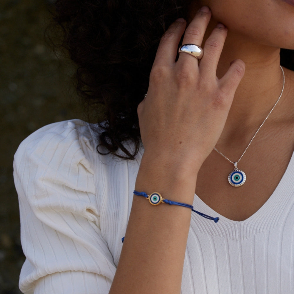 Evil Eye - Supported And Protected - charm string thread bracelet
