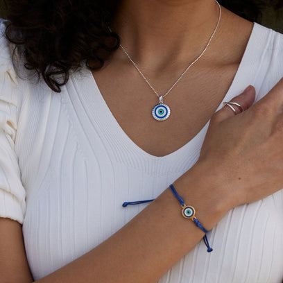 Evil Eye - Supported And Protected - charm string thread bracelet