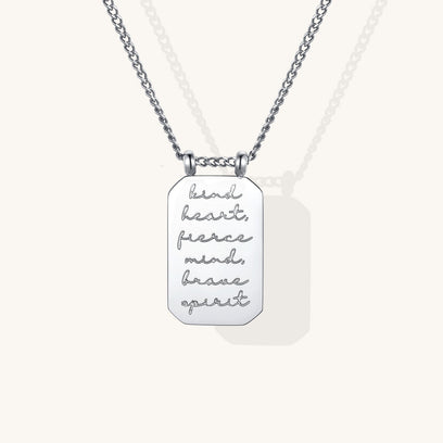 Kind Heart Fierce Mind Brave Spirit - note to self mantra personal message dainty pendant necklace - Mantra by MantraBand