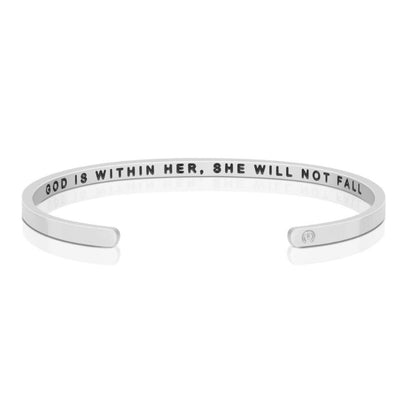 God Is Within Her She Will Not Fall - Within Hidden Message Inspirational Mantra Bracelet - MantraBand