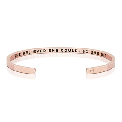 She Believed She Could So She Did - Within Hidden Message Inspirational Mantra Bracelet - MantraBand