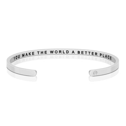 You Make The World A Better Place - Within Hidden Message Inspirational Mantra Bracelet - MantraBand
