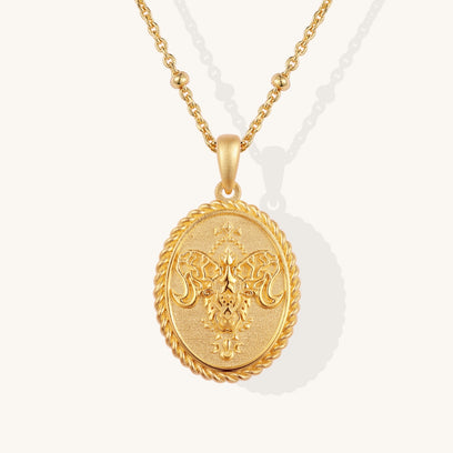 Aries Zodiac Gold Pendant Necklace - Sterling Silver - Mantra® by  MantraBand®