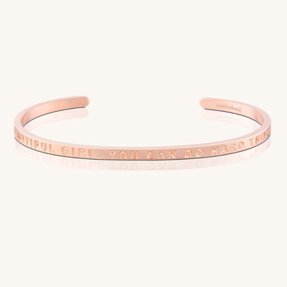 Beautiful Girl You Can Do Hard Things - Whisper Hidden Message Inspirational Mantra Bracelet - MantraBand