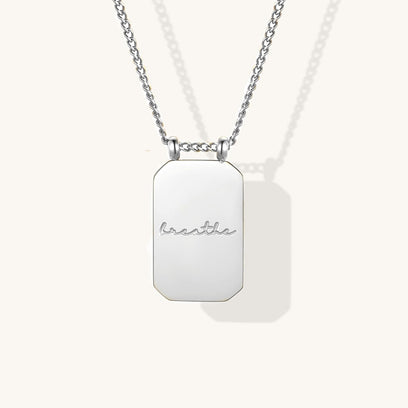 Breathe - note to self mantra personal message dainty pendant necklace - Mantra by MantraBand
