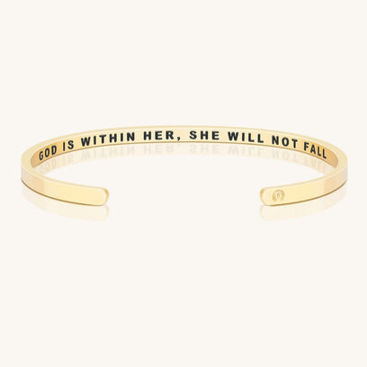 God Is Within Her She Will Not Fall - Within Hidden Message Inspirational Mantra Bracelet - MantraBand