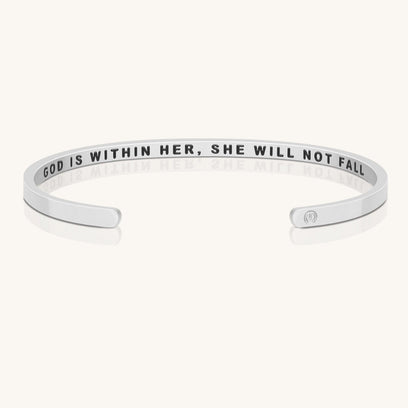 God Is Within Her She Will Not Fall - Within Hidden Message Inspirational Mantra Bracelet - MantraBand