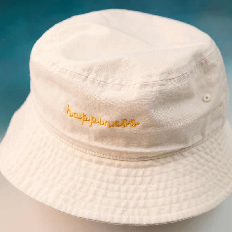 Happiness White Bucket Hat - Organic Cotton - Hats - Mantra®