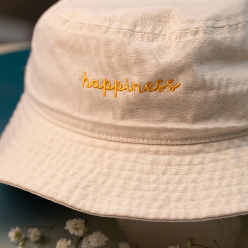 Happiness White Bucket Hat - Organic Cotton - Hats - Mantra® display picture 3