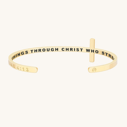 Cross Bracelet - Bible Verse Philippians 4:13 - I Can Do All Things Through Christ Who Strengthens Me - Mantra by MantraBand