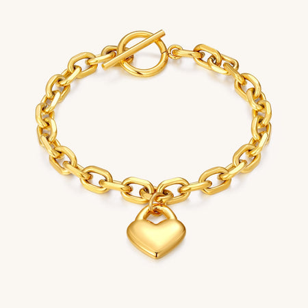 Love Yourself Heart Charm Chain Bracelet – Self-Love Jewelry by