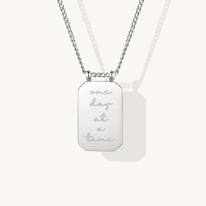 One Day At A Time - note to self mantra personal message dainty pendant necklace - Mantra by MantraBand