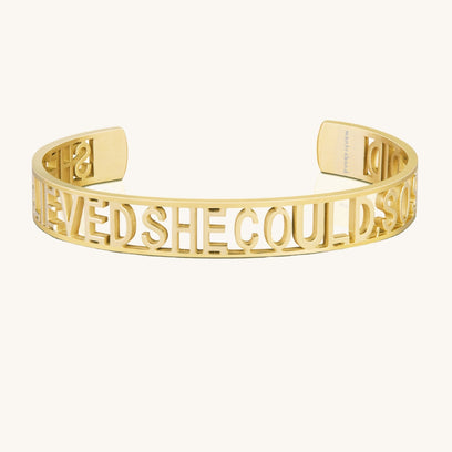 She Believed She Could So She Did - Cut Out Adjustable Cuff Bracelet - MantraBand