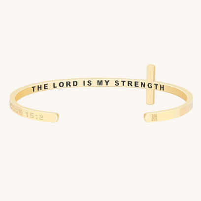 Cross Bracelet - Bible Verse Exodus 15:2 - The Lord Is My Strength - Mantra by MantraBand