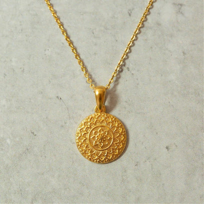 I Am Strong And Powerful - Mini Mandala Affirmation Pendant - Mantra Brand Jewelry