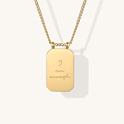 I Am Enough note to self necklace gold